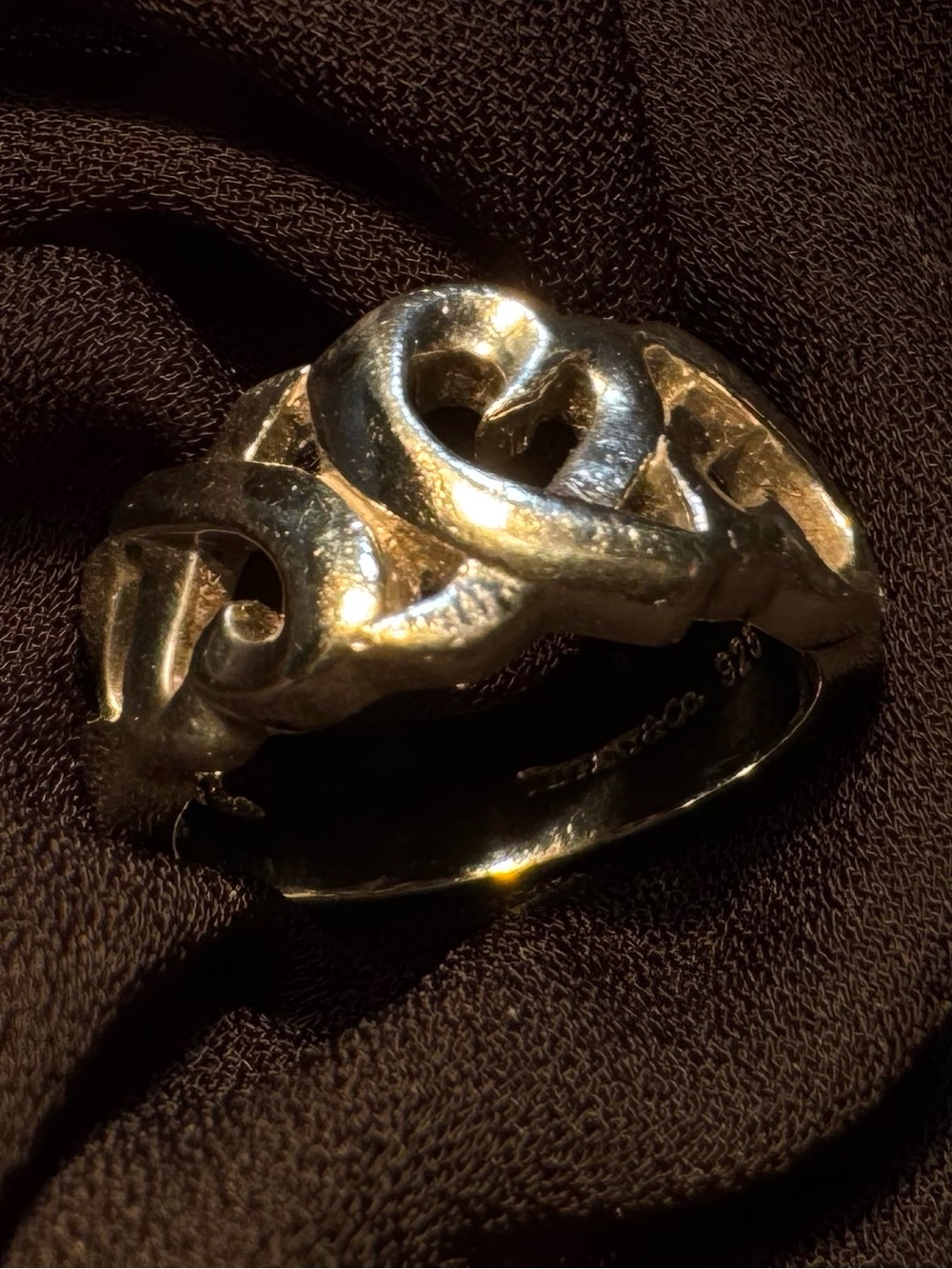 Tiffany & Co. PALOMA PICASSO TRIPLE LOVING HEARTS STERLING SILVER RING 6